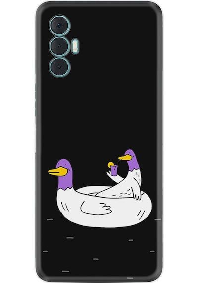 Tecno Spark 8 Pro Kılıf Silikon Desen Keyifli Ördekler 1725