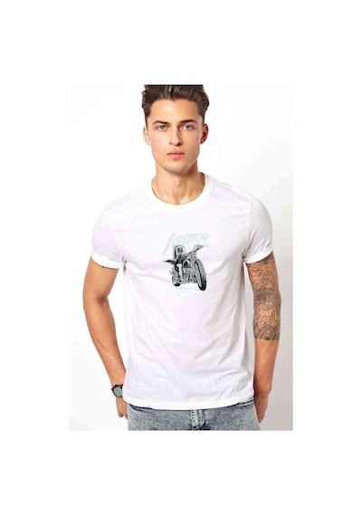 Motorcycles Baskılı Beyaz Erkek Tshirt