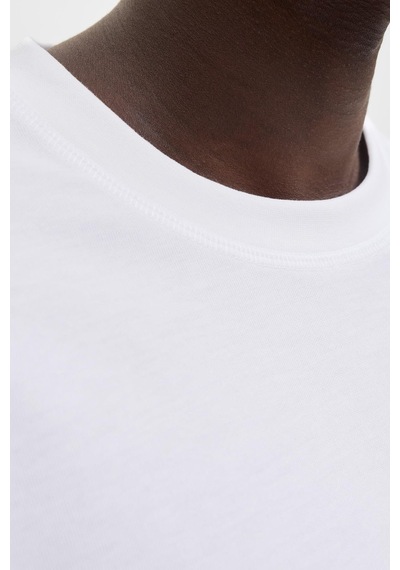 Jack & Jones Core Erkek Tişört Logo Detaylı Kısa Kollu Bisiklet Yaka Beyaz