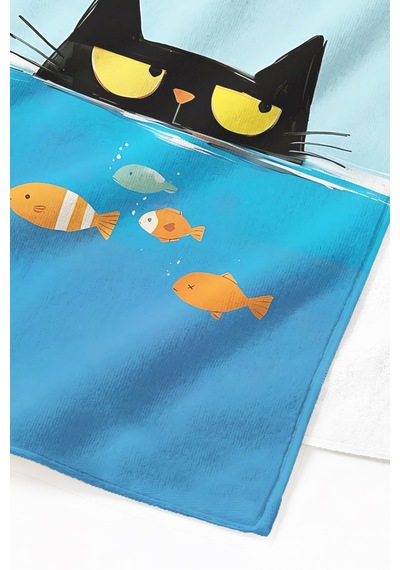 Kedi Figürlü Deniz Temalı Çocuk Plaj Havlusu - Mavi Minimalist Unisex Hızlı Kuruyan Mikrofiber Havlu Pastel Köpüğü Kedi Figürlü Deniz Temalı Çocuk Plaj Havlusu - Mavi Minimalist Unisex Hızlı Kuruyan Mikrofiber Havlu Pastel Köpüğü