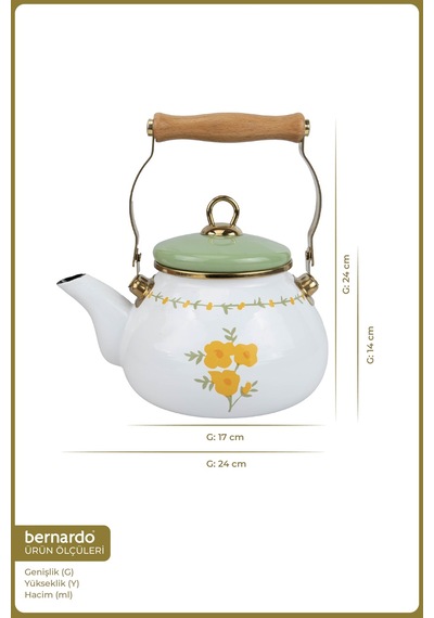 Bernardo Almera Emaye Kettle 2 Litre Gümüş