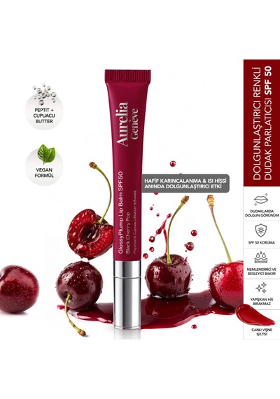 Aurelia Geneve Glossy Plump Lip Balm Spf 50 - Black Cherry Pop Vişne