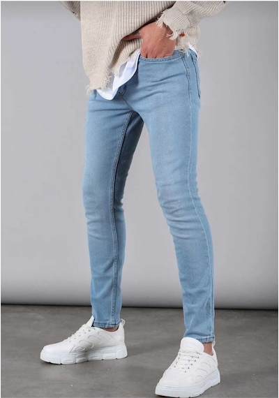 Erkek Mavi Düz Klasik Rahat Kesim Regular Fit Likralı Kot Jeans Mavi