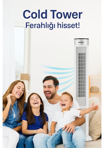 İnova Kule Tipi Büyük Boy Kumandalı Serinletici Vantilatör 65 W