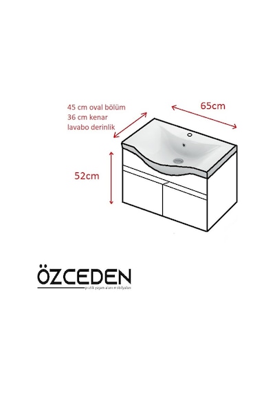 Yıldız 65 Komple Antrasit Gri Mat Renkli Mdf Alt Dolap Ve Lavabo Antrasit