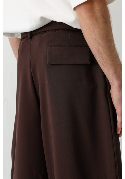 Vamos Barrel Fit Tailored Fit Kemerli Pantolon Kahve