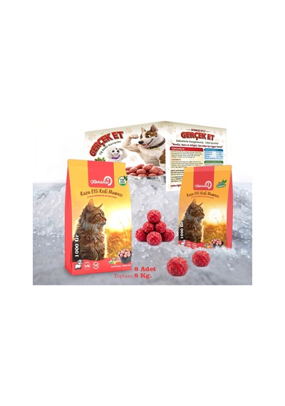 Kuzu Etli Tahılsız Barf Kedi Maması 8 Kg - 1000 G X 8