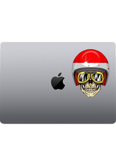 Maskeli Kuru Kafa Oto, Motorsiklet, Kask, Laptop Sticker 14x10 Cm