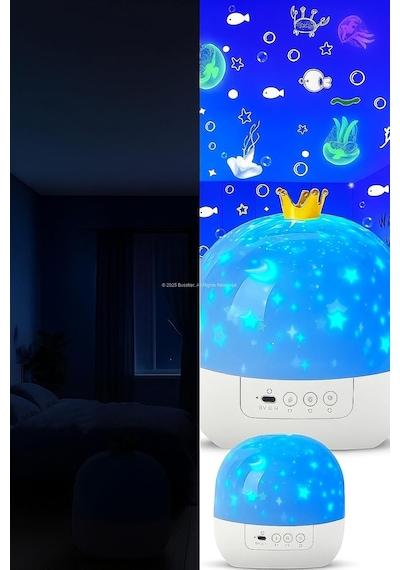 Busstier Çocuklar İçin Yıldız Gece Lambası Projektör, 360 Döner, Samsung Uyumlu Galaxy Yıldızlı Gökyüzü Projektörü, 1