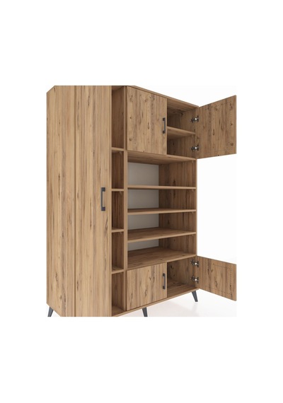 Kronos Dolap 10 Raflı 5 Kapaklı 132x59x195 Çam-çam/çam Çam