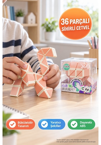 Magic Snake Zeka Oyunu Akıl Oyunu Sabır Oyunu 36 Segment Şekil Yılanı Turuncu