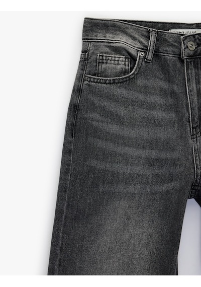 Koton Normal Bel Düz Paça Jean Pantolon - Straight Fit Jean Antrasit 7wal40027md