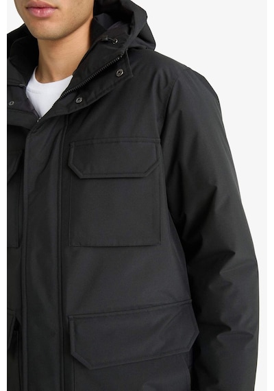 Defacto Su İtici Regular Fit Kapüşonlu Çift Cepli Fermuarlı Çıtçıtlı Mont F5701ax25wnbk27 Siyah-bk27