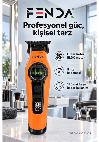 Fenda Profesyonel Bldc Motor 8000 Rpm Tıraş Makinesi Turuncu