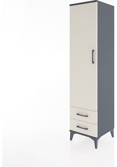 Hyperion Dolap Tek Raflı 2 Çekmeceli Tek Askılı 44x44x182 Antrasit-aytaşı Antrasit