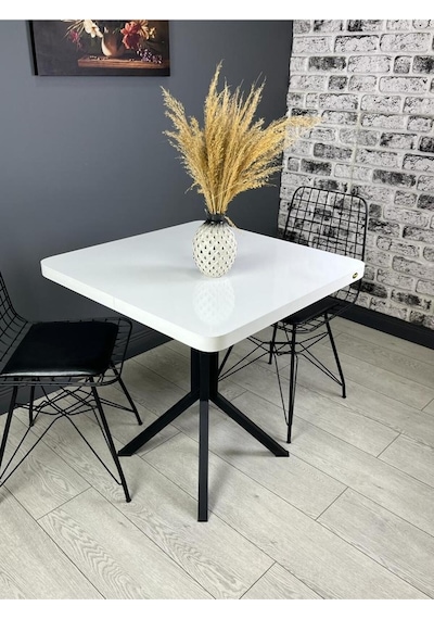 Tepe Beyaz Mutfak Yemek Masası Balkon Masası Kavisli Köşe Siyah Ayak 70 Cm Tepe Beyaz Mutfak Yemek Masası Balkon Masası Kavisli Köşe Siyah Ayak 70 Cm