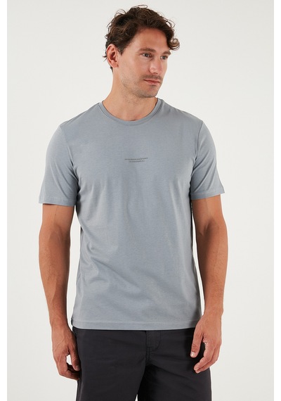 Buratti Pamuklu Baskılı Regular Fit Bisiklet Yaka Erkek T Shirt 59020205 Açık Gri