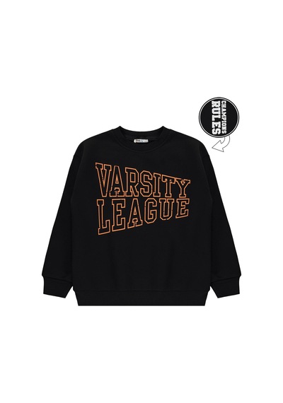Civil Boys Civil Erkek Çocuk Varsıty League Baskılı Sweatshirt 3 İp Uzun Kol Okul Kreş Ve Günlük Kullanım - Siyah