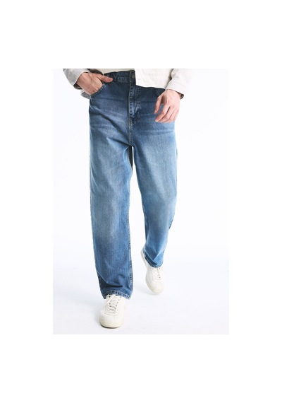 Defacto Baggy Fit Düz Paça Yıkama Efektli Jean Pantolon I7295ax26aunm28 Mavi-nm28
