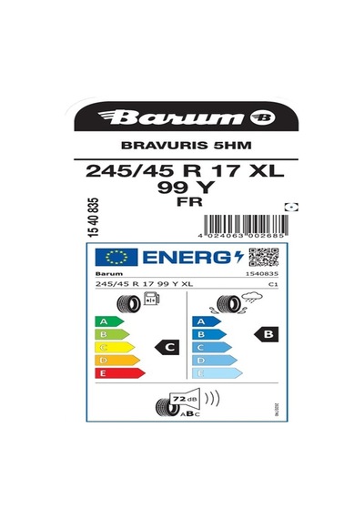 Barum 245/45R17 99Y Xl Fr Bravurıs 5Hm Oto Yaz Lastiği 2026