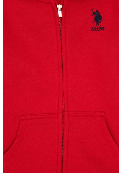 U.S. Polo Assn. Kız Çocuk Kırmızı Kapüşonlu Fermuarlı Şardonlu Basic Sweatshirt 50316809-VR171
