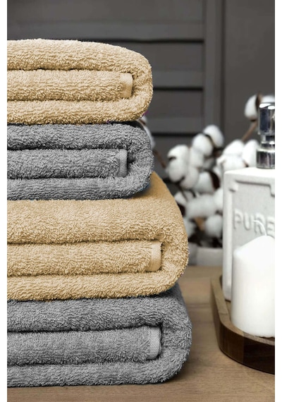 4 Lü Banyo Havlusu Takımı Soft Büyük Havlulu Pamuklu Havlu Seti 90x150 Cm Gri 001