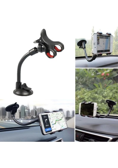 River World Oto Telefon Tutucu Universal 360 Derece Dönen Vakumlu Cama Sabitlenebilir Siyah