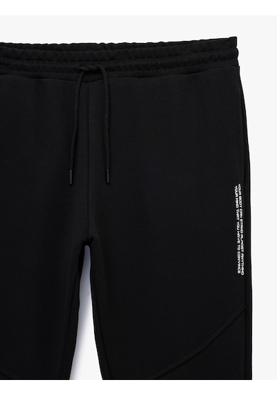 Koton Rahat Kalıp Cepli Lastikli Paça Beli Bağcıklı Jogger Spor Eşofman Altı Siyah 7wam40014nk