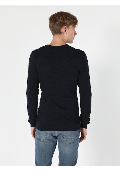 Colin's Slim Fit Bisiklet Yaka Triko Lacivert Erkek Kazak CL1056031_Q1.V1_NAV
