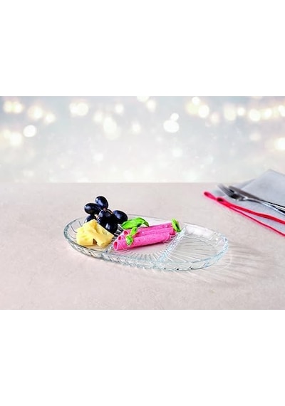Elegant Bölmeli Oval Tabak 163x278 Mm 000-seffaf 1 Ofset Hediyelik Kutu 6 Paşabahce Açık Gri