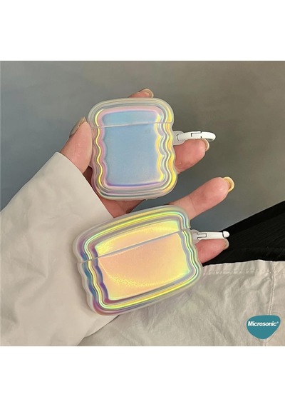 Airpods 3. Nesil İçin Kılıf Zigzag Hologram Çok Renkli Airpods 3 İle Uyumlu Kılıf - Çok Renkli