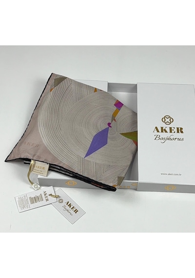 Aker Bosphorus Çift Taraflı İpek Twill Eşarp 89147112 Pudra