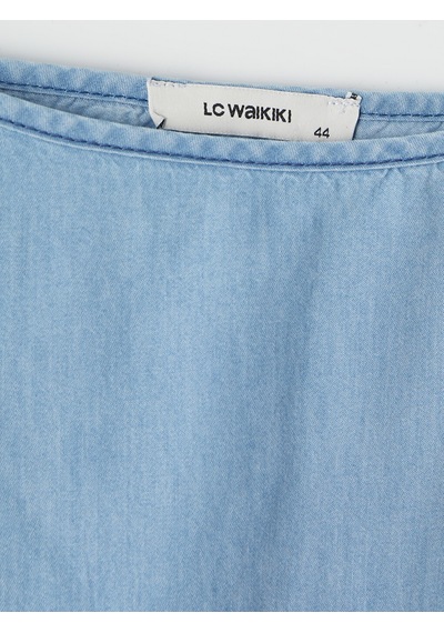 Lcwaıkıkı Curve Mavi Büyük Beden İp Askılı Mini Jean Elbise