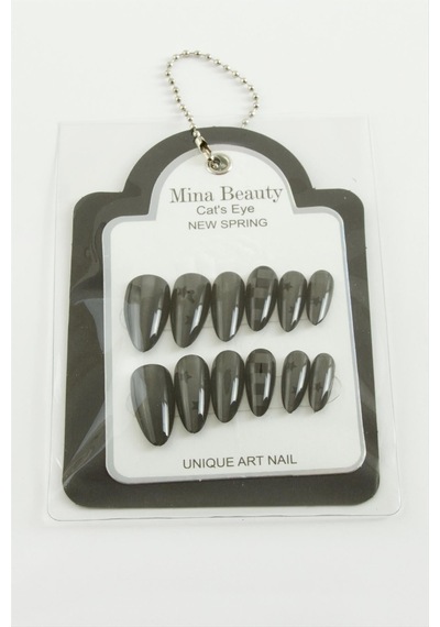 Desenli - 668 - Mina Beauty Kedi Gözü Takma - Csmo-tex - Tırnak Siyah