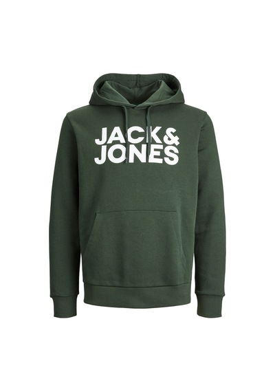 Jack & Jones Kapüsonlu Logo Baskili Sweatshirt - Corplogo 12152840 Mountain View Gri