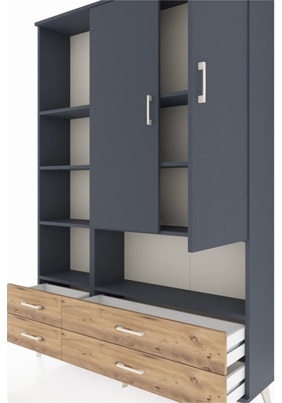 Arges Dolap 8 Raflı 4 Çekmeceli 2 Kapaklı 132x30x195 Antrasit-antrasit/çam Antrasıt/atlas Çam Arges Dolap 8 Raflı 4 Çekmeceli 2 Kapaklı 132x30x195 Antrasit-antrasit/çam Antrasıt/atlas Çam