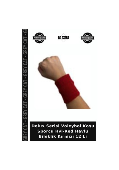 Delux Serisi Voleybol Koşu Sporcu Hvl-red Havlu Bileklik Kırmızı 12 Li