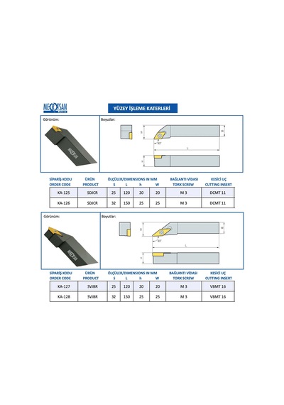 Mertsan Yüzey İşleme Torna Kateri Sdjcr 25x25 Mm, 93 Derece, Dcmt 11 Kesici Uç Kullanır