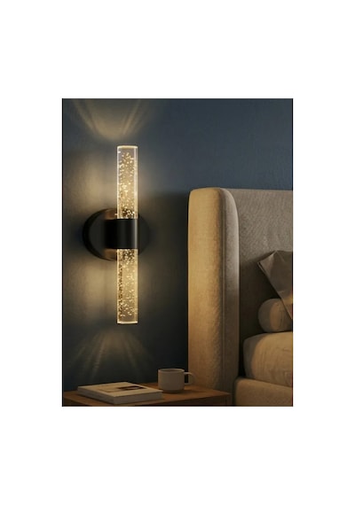 Bubbleflux Small 31 Cm Modern Tasarım Led Aplik - Duvar Lambası - Siyah - Pilli - Günışığı Siyah Pilli