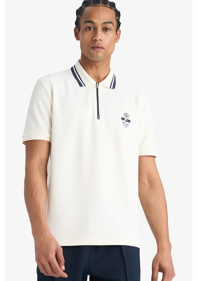 Defacto Standart Fit Polo Yaka Sporcu Kısa Kollu Polo Tişört G4371ax26sper105 Ekru-er105