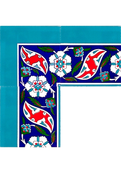 Armada Çini 20x20 Cm Ksk 21 Karanfil Desenli Çini Bordür Köşesi