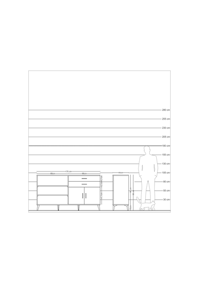 Hyperion Konsol 3 Raflı 2 Çekmeceli 2 Kapaklı 176x44x99 Çam-antra Çam-antrasit