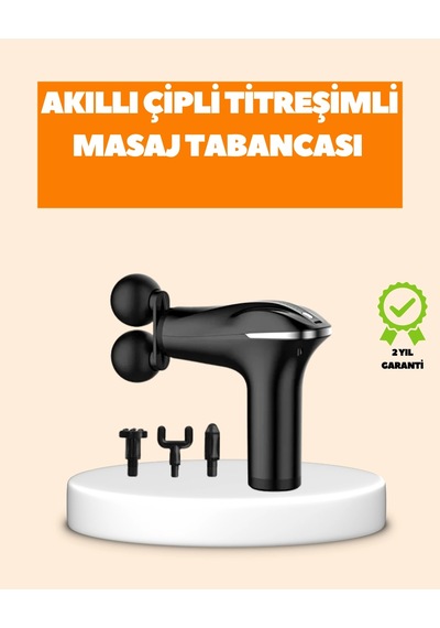 Titreşimli Masaj Aleti Şarjlı Masaj Tabancası Spor Sonrası Kas Gevşetici Açık Bej