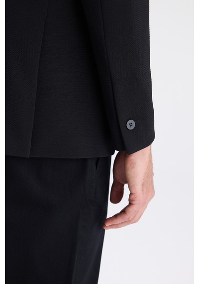 Twn Slim Fit Siyah Armürlü Kumaş Ceket 6ec04bb01474m Çok Renkli