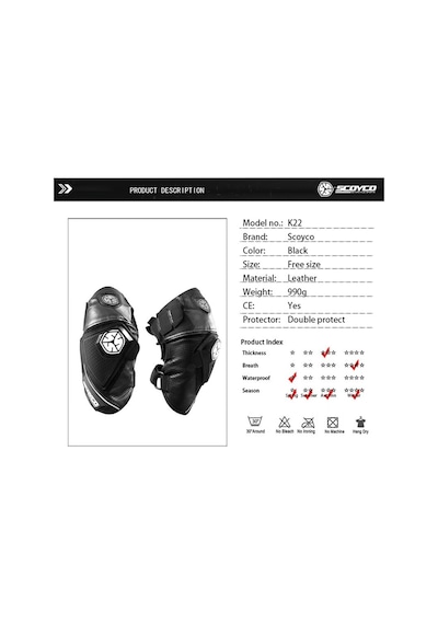 Scoyco K22 Korumalı Deri Dizlik. Motosiklet Dizlik Koruma K 22