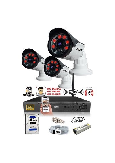 IDS DS-2015HD-SET3-250-ARRAY 3 Kameralı 1080P Full HD 5 MP Sony Lensli Kamera Seti - 2015