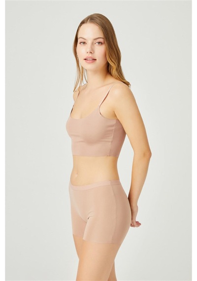 Cottonhill Kahverengi Basic Lazer Kesim Dikişsiz Kadın Boxer Kahverengi