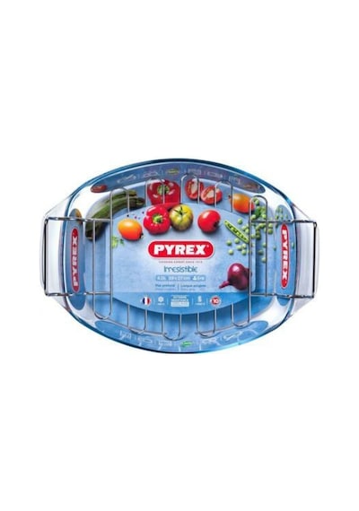 PYREX 412U000/7043 IZGARALI OVAL FIRIN KABI 4 LT Şeffaf