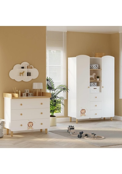 Meltem Kids Sweet Lion Bebek Ve Çocuk Odası Üç Çekmeceli Şifonyer Beyaz
