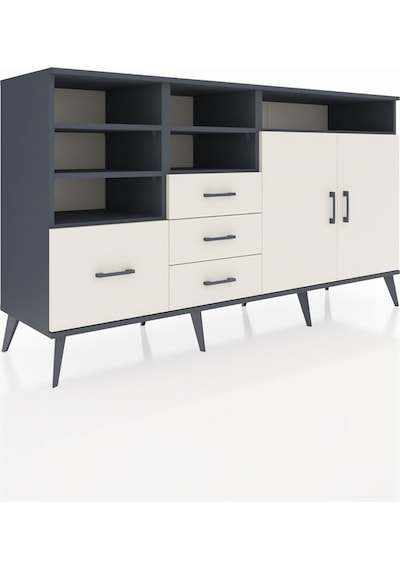 Hyperion Konsol 7 Raflı 4 Çekmeceli 2 Kapaklı 176x44x99 Antrasit- Antrasit-aytaşı Hyperion Konsol 7 Raflı 4 Çekmeceli 2 Kapaklı 176x44x99 Antrasit- Antrasit-aytaşı